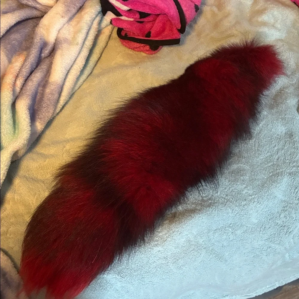 Red and Black Faux Fur Tail